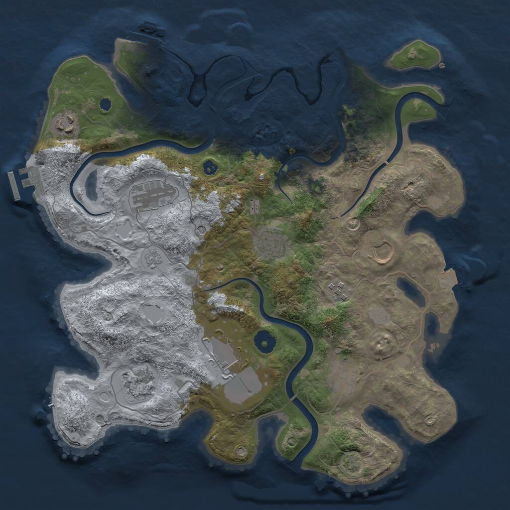 Rust Map: Procedural Map, Size: 3500, Seed: 133115277, 14 Monuments