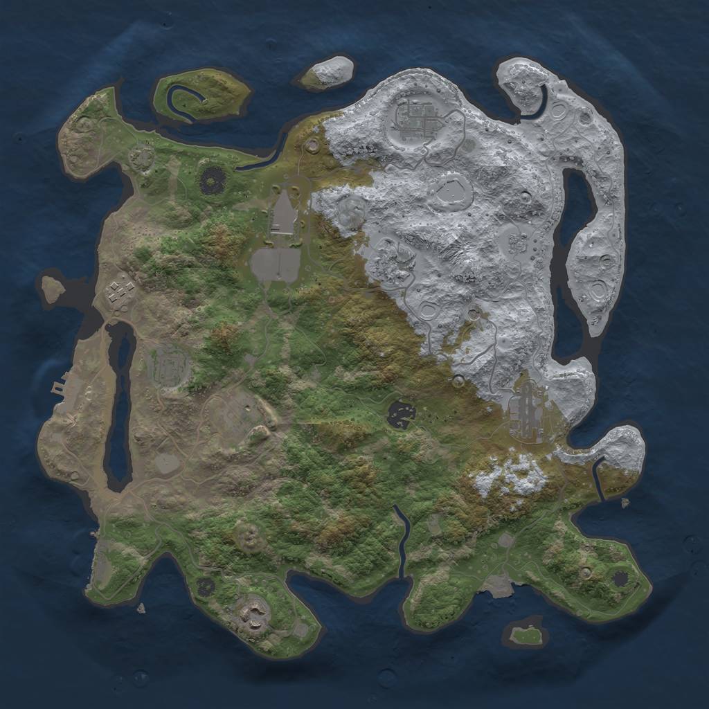 Rust Map: Procedural Map, Size: 3800, Seed: 150211445, 17 Monuments