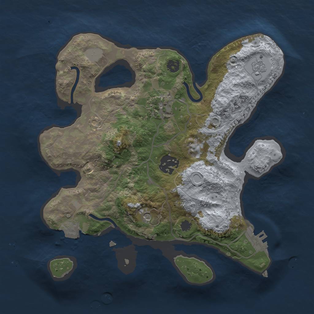 Rust Map: Procedural Map, Size: 2500, Seed: 32132, 8 Monuments