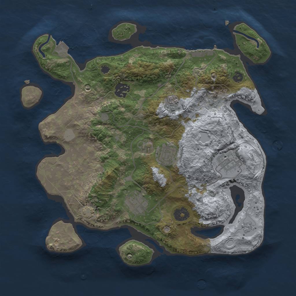 Rust Map: Procedural Map, Size: 3000, Seed: 9896, 11 Monuments