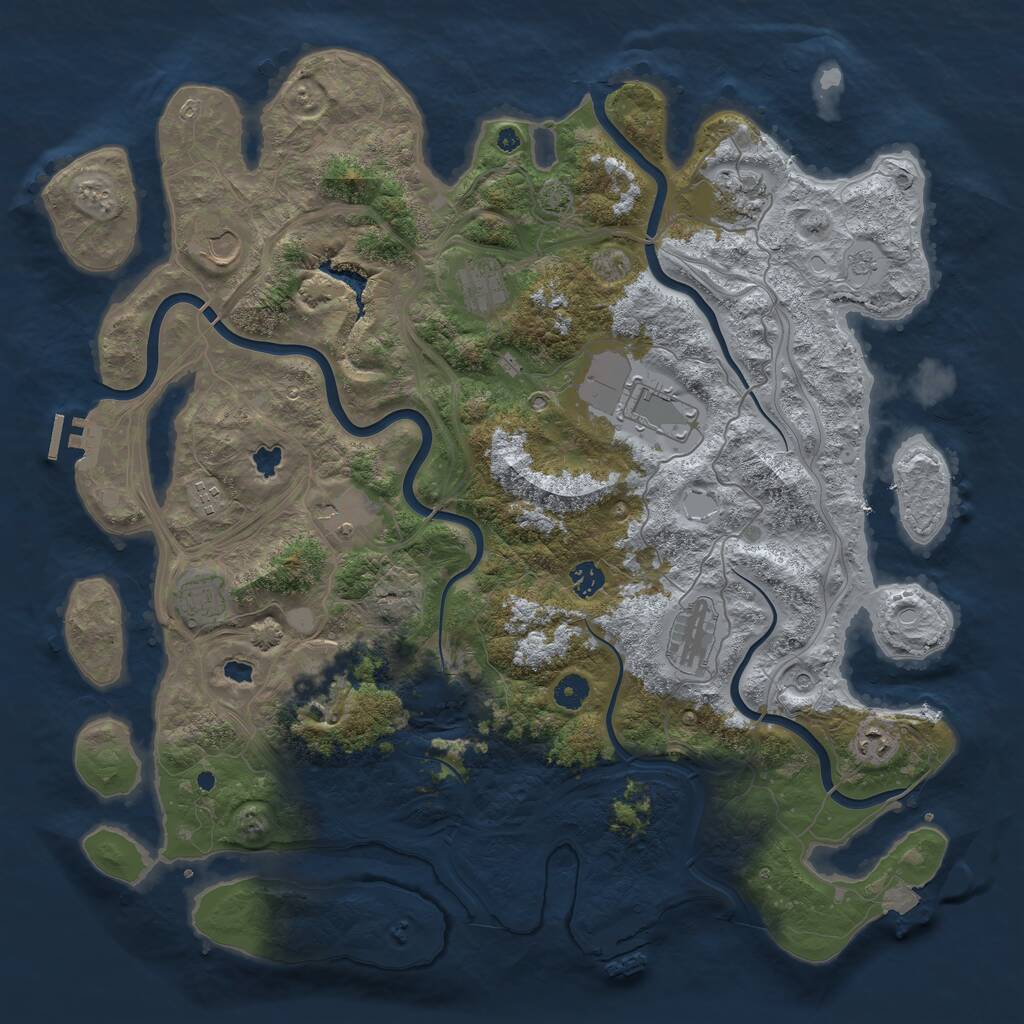 Rust Map: Procedural Map, Size: 4500, Seed: 1912175628, 17 Monuments