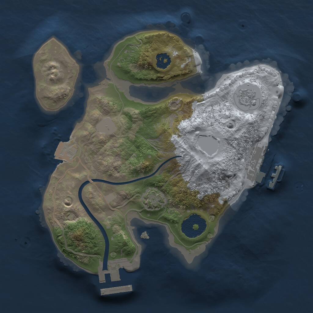 Rust Map: Procedural Map, Size: 2000, Seed: 642273847, 5 Monuments