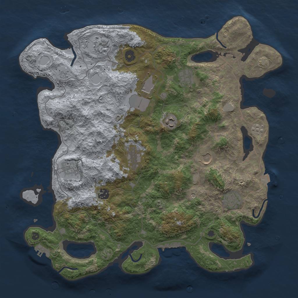 Rust Map: Procedural Map, Size: 4000, Seed: 1915791936, 18 Monuments