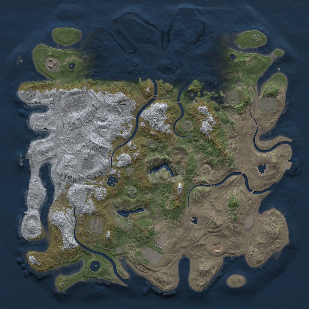 Rust Map: Procedural Map, Size: 4500, Seed: 1033713006, 16 Monuments