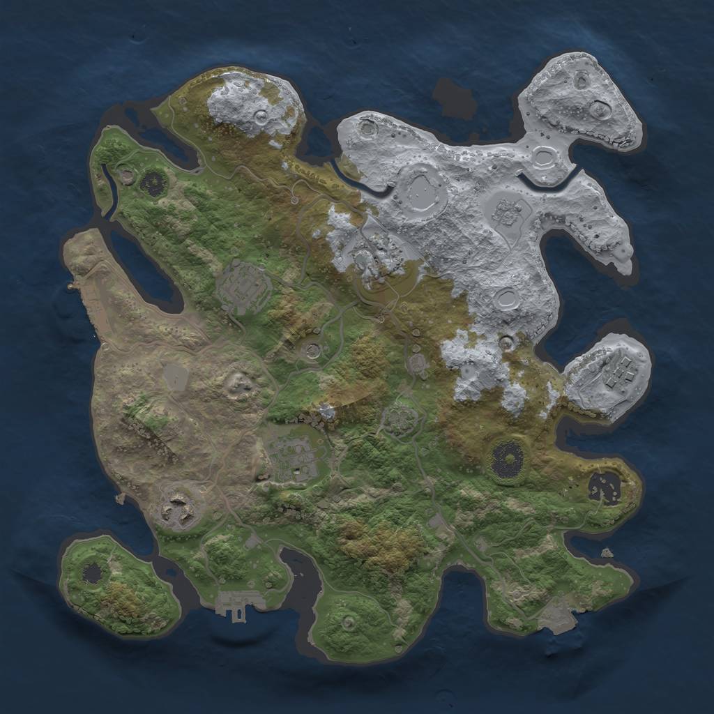 Rust Map: Procedural Map, Size: 3100, Seed: 434472480, 14 Monuments