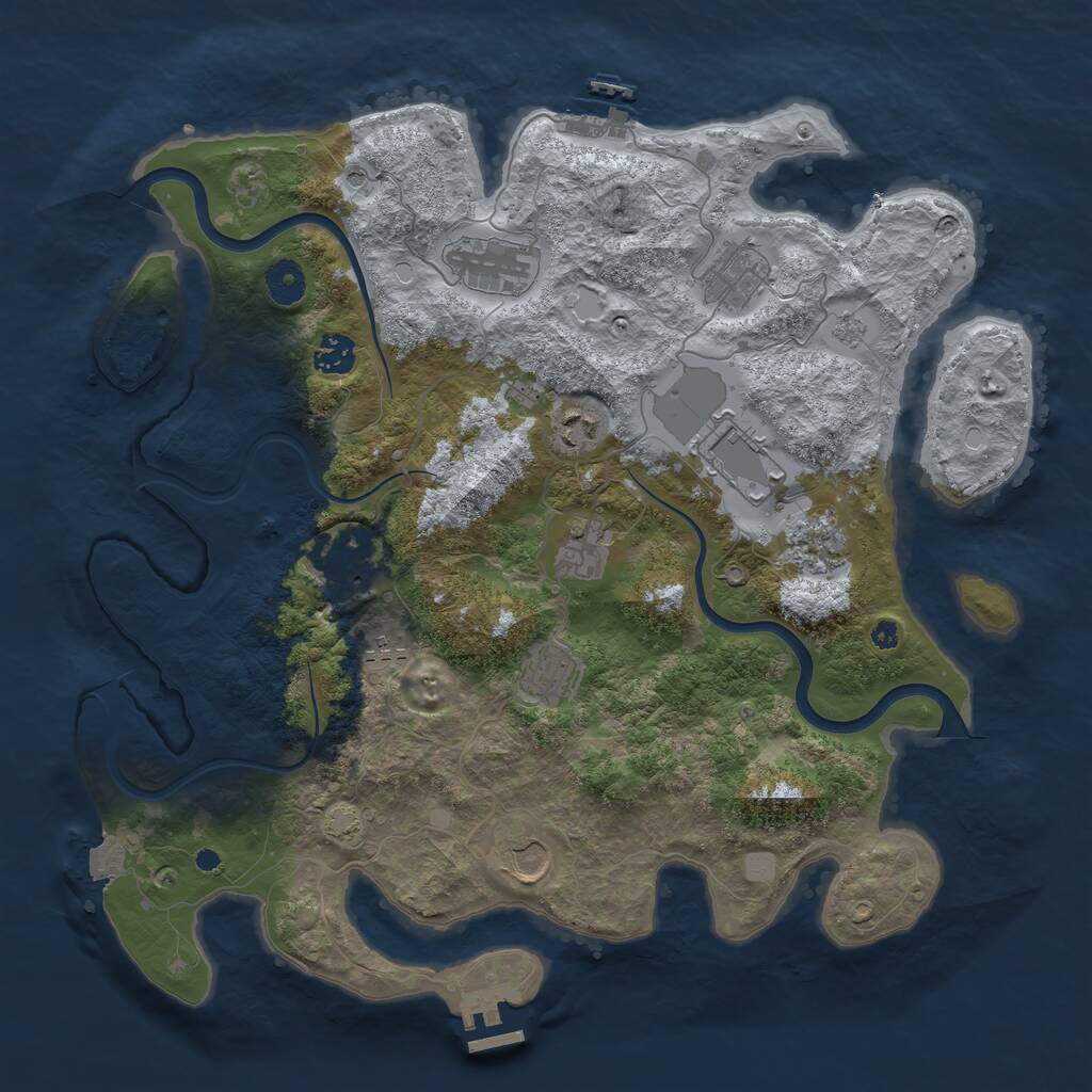 Rust Map: Procedural Map, Size: 3900, Seed: 69, 17 Monuments