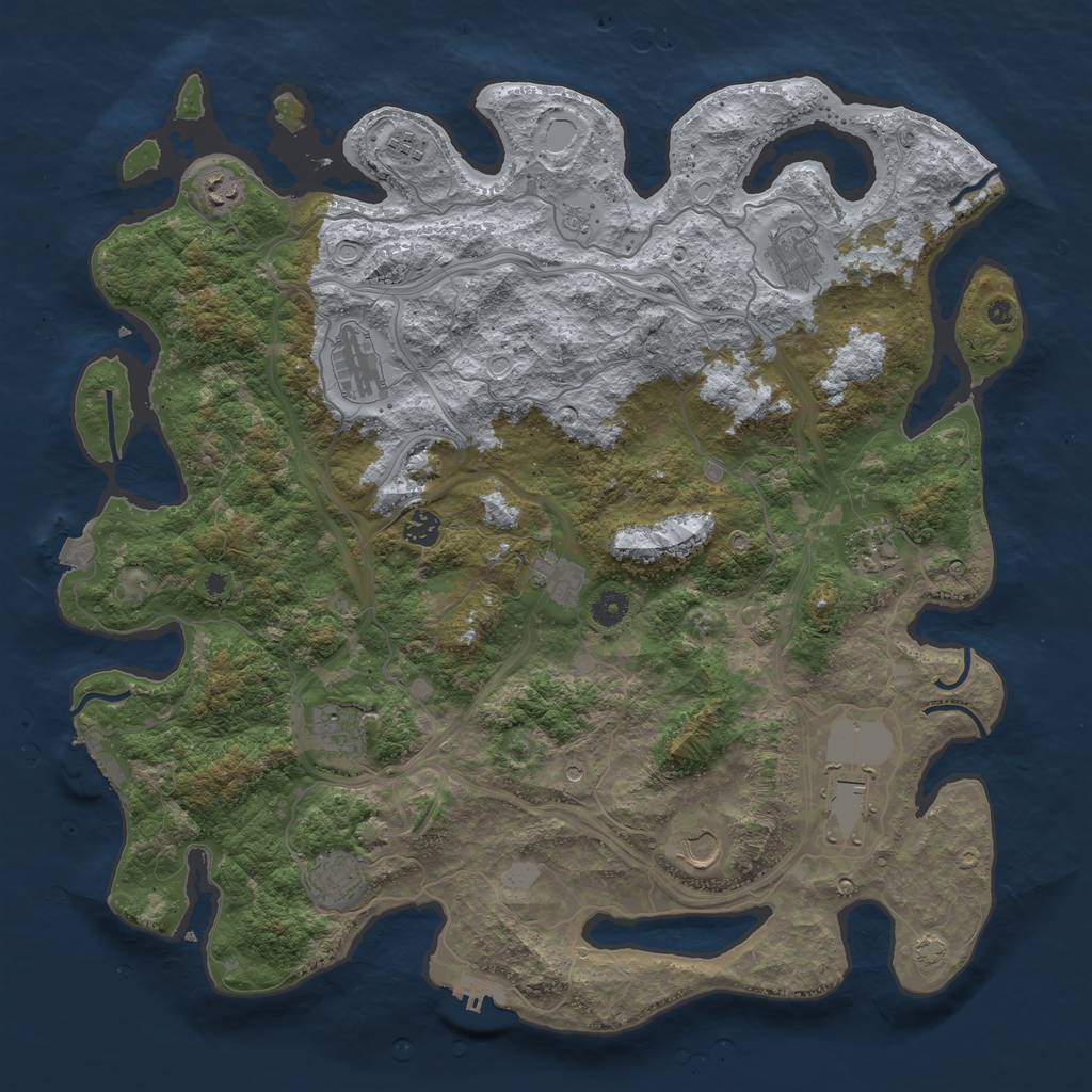 Rust Map: Procedural Map, Size: 4500, Seed: 1417809395, 19 Monuments