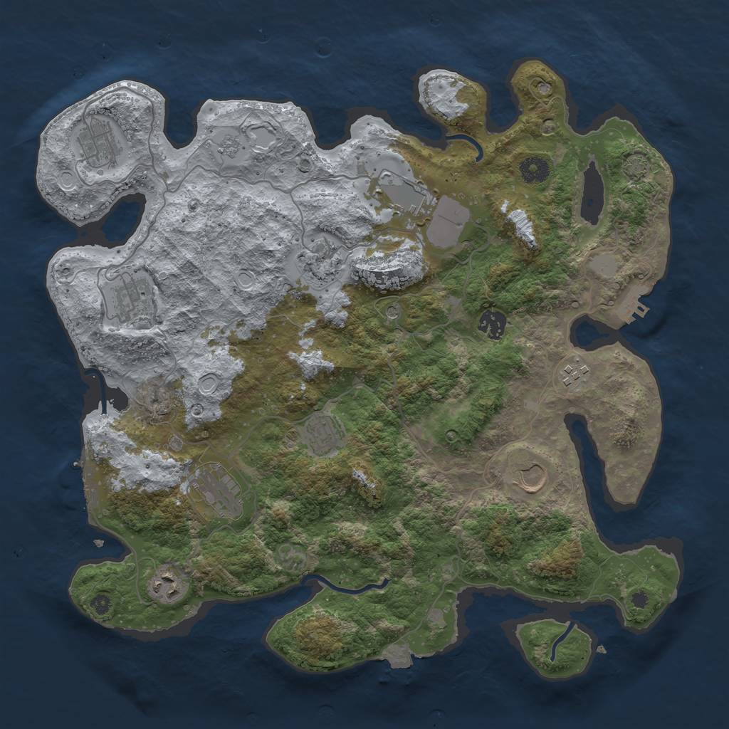 Rust Map: Procedural Map, Size: 3850, Seed: 2106779849, 18 Monuments