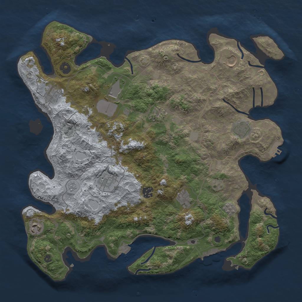 Rust Map: Procedural Map, Size: 4000, Seed: 1645734245, 18 Monuments