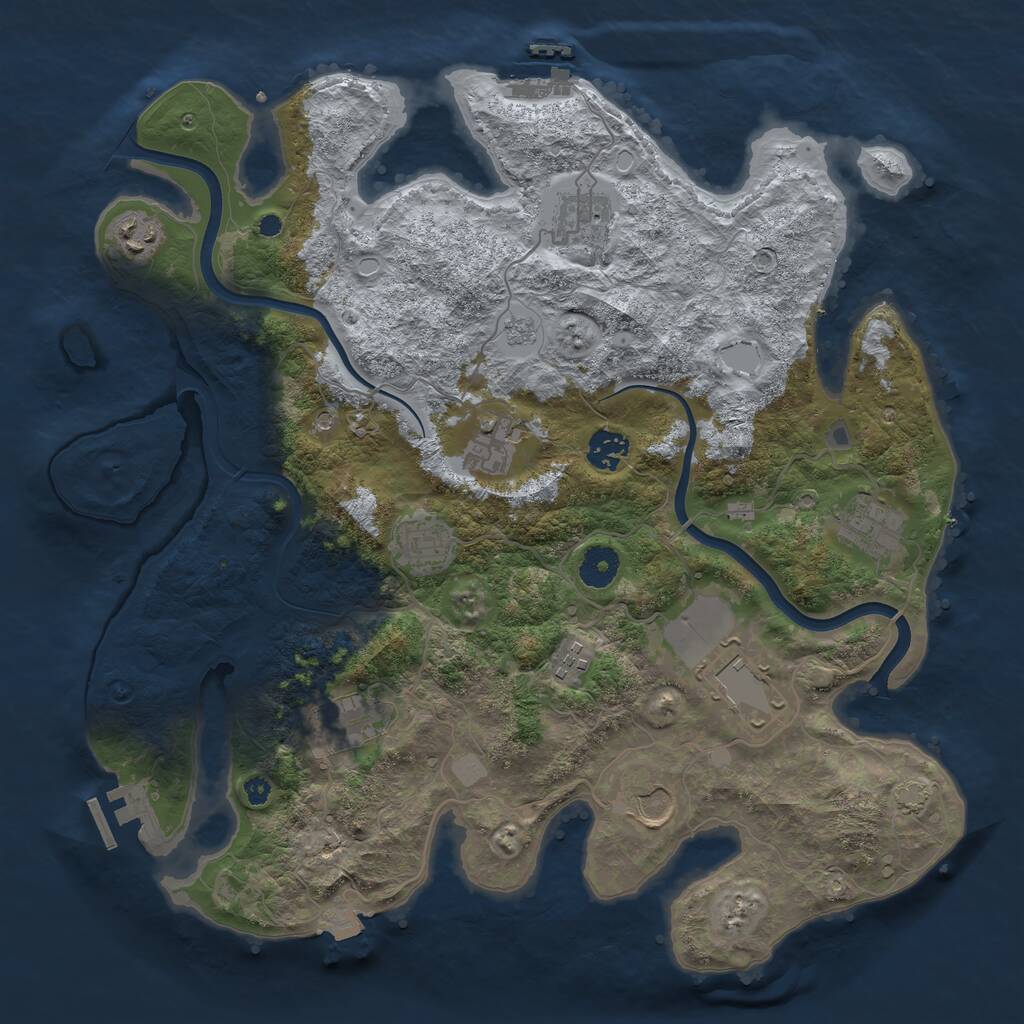 Rust Map: Procedural Map, Size: 3800, Seed: 61911595, 16 Monuments