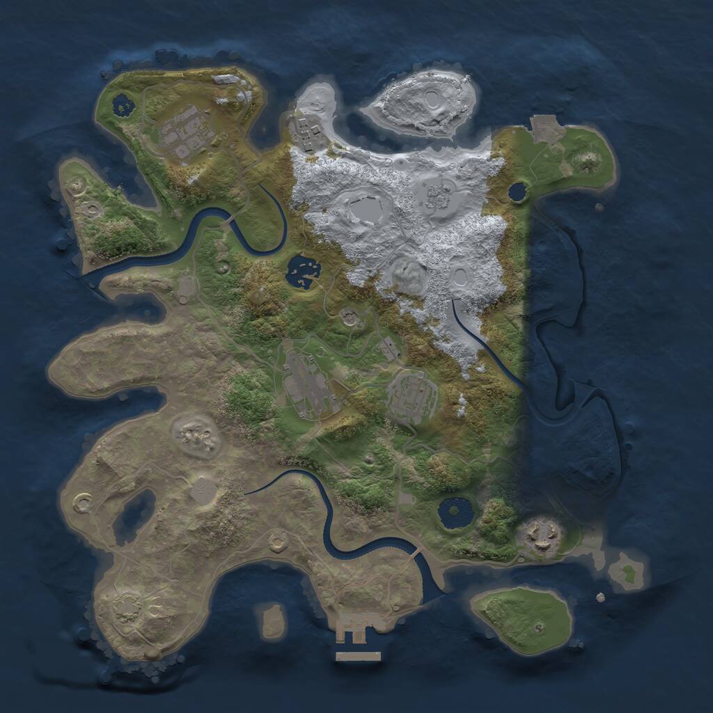 Rust Map: Procedural Map, Size: 3200, Seed: 1576087375, 11 Monuments