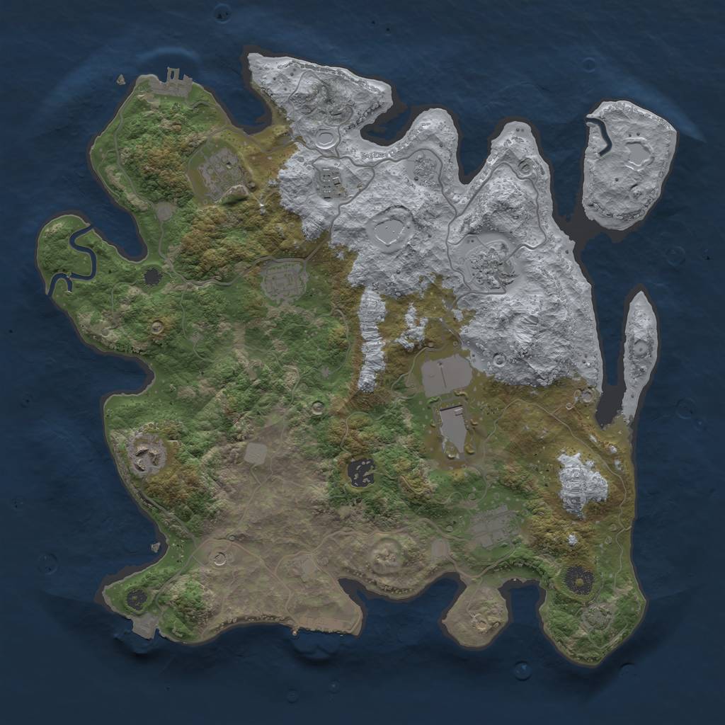 Rust Map: Procedural Map, Size: 3700, Seed: 2069341766, 16 Monuments