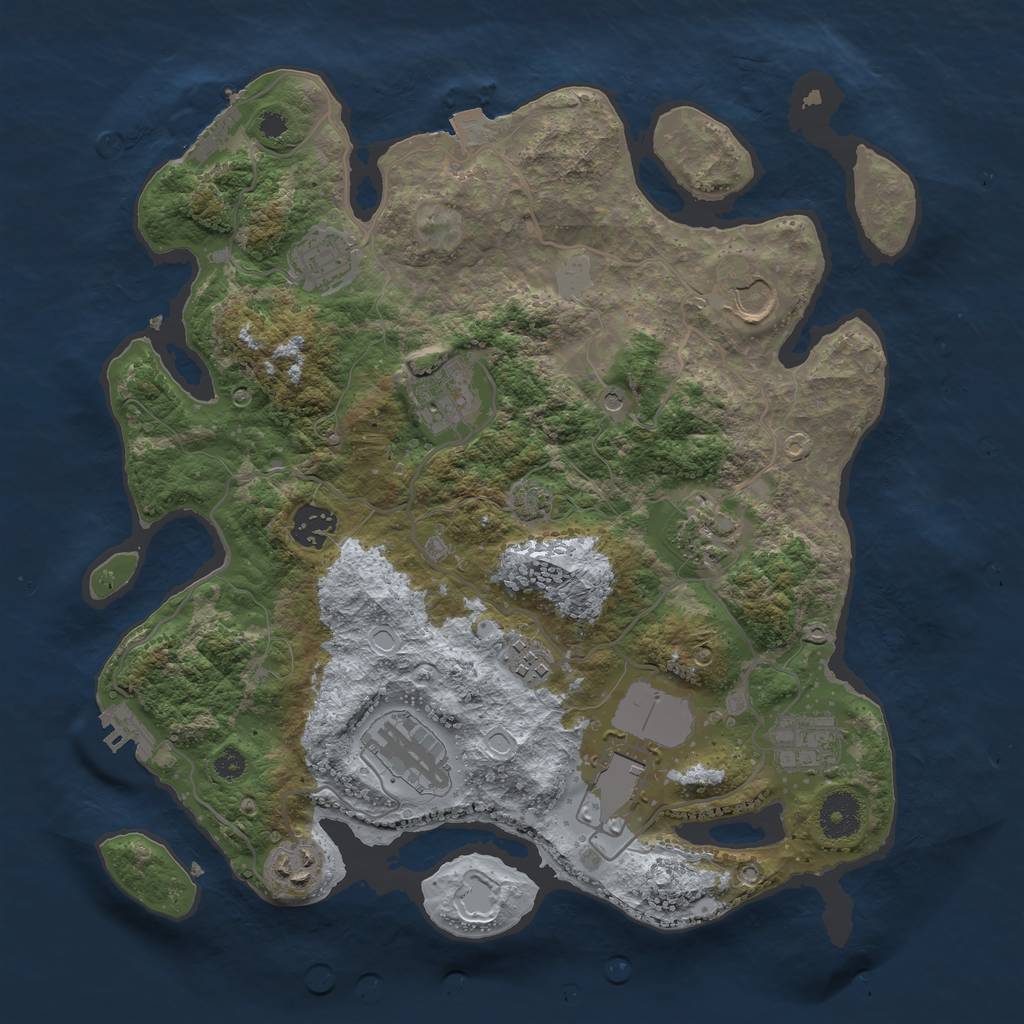 Rust Map: Procedural Map, Size: 3500, Seed: 1880726, 17 Monuments
