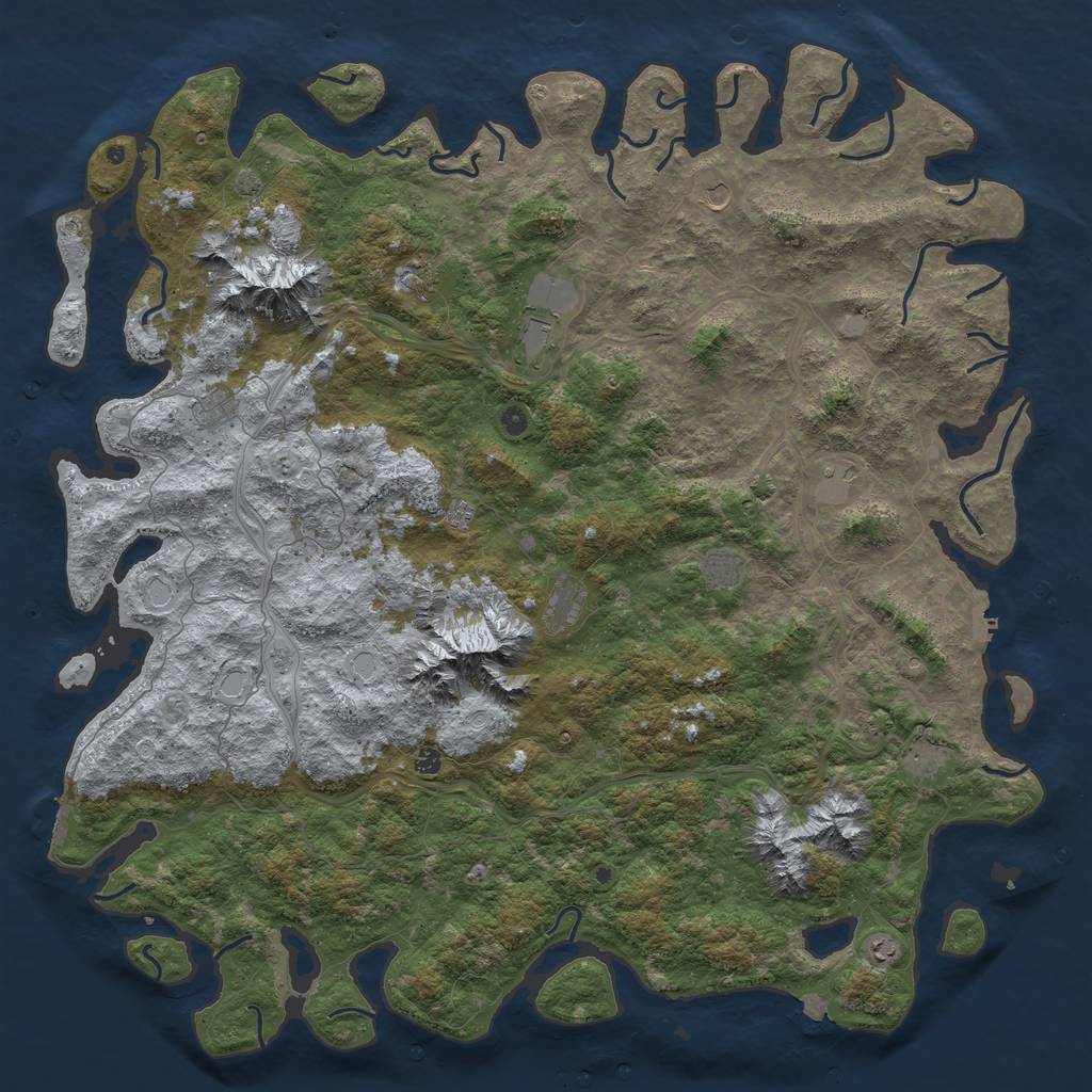 Rust Map: Procedural Map, Size: 6000, Seed: 843411, 19 Monuments