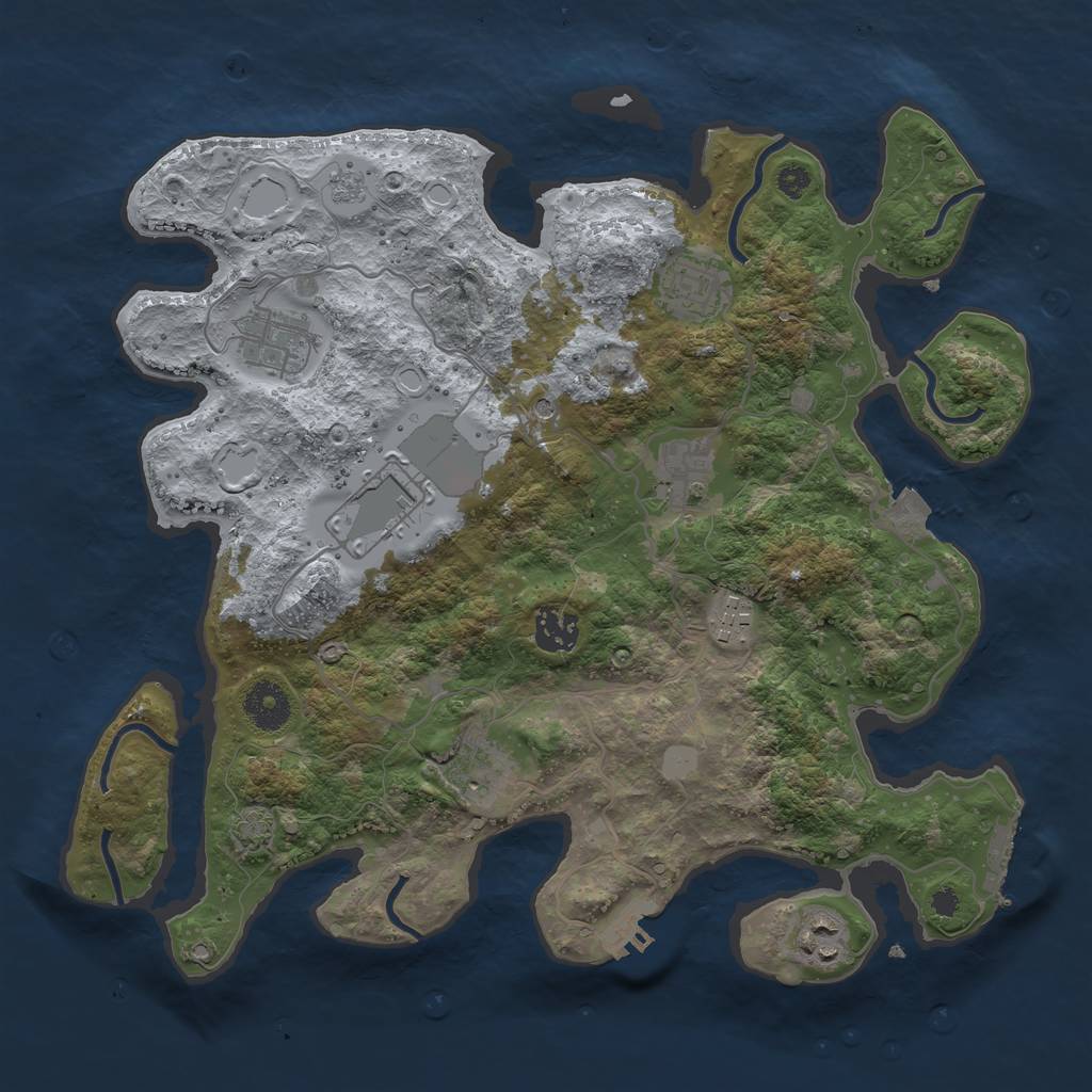 Rust Map: Procedural Map, Size: 3500, Seed: 662360671, 16 Monuments