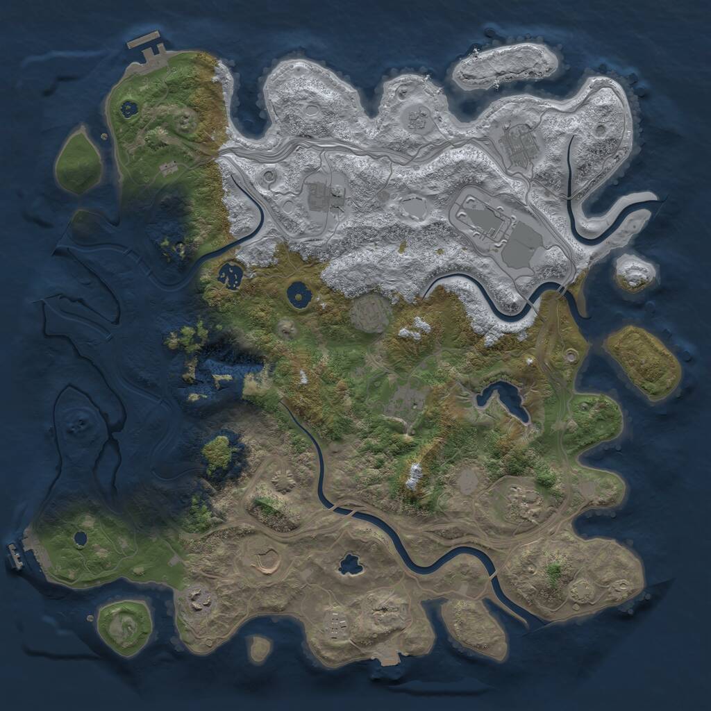 Rust Map: Procedural Map, Size: 4250, Seed: 465472177, 16 Monuments