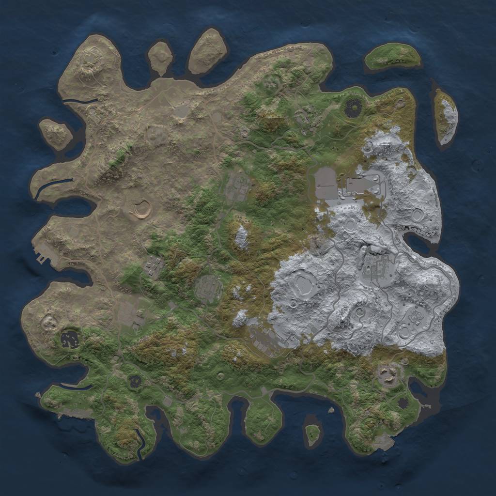 Rust Map: Procedural Map, Size: 4000, Seed: 676061901, 19 Monuments