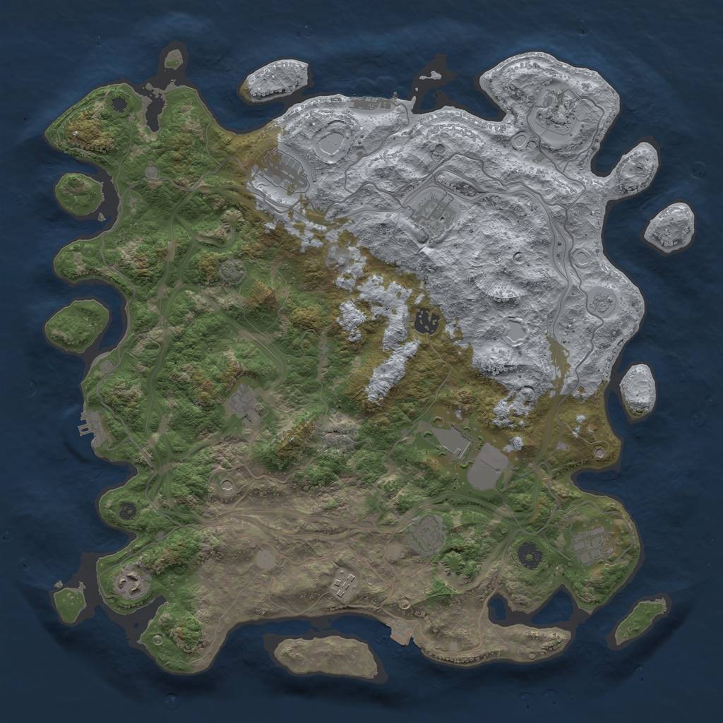 Rust Map: Procedural Map, Size: 4250, Seed: 194299474, 18 Monuments