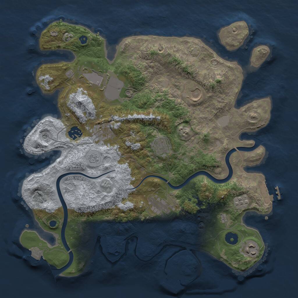 Rust Map: Procedural Map, Size: 3500, Seed: 648236628, 14 Monuments