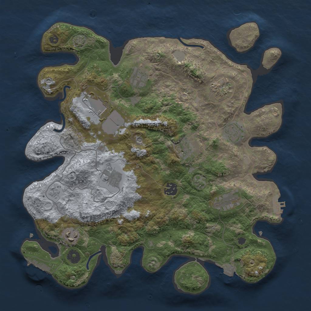 Rust Map: Procedural Map, Size: 3500, Seed: 648236628, 17 Monuments