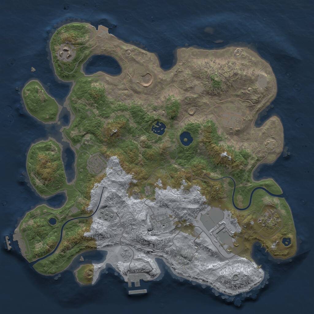 Rust Map: Procedural Map, Size: 3500, Seed: 1578367415, 15 Monuments