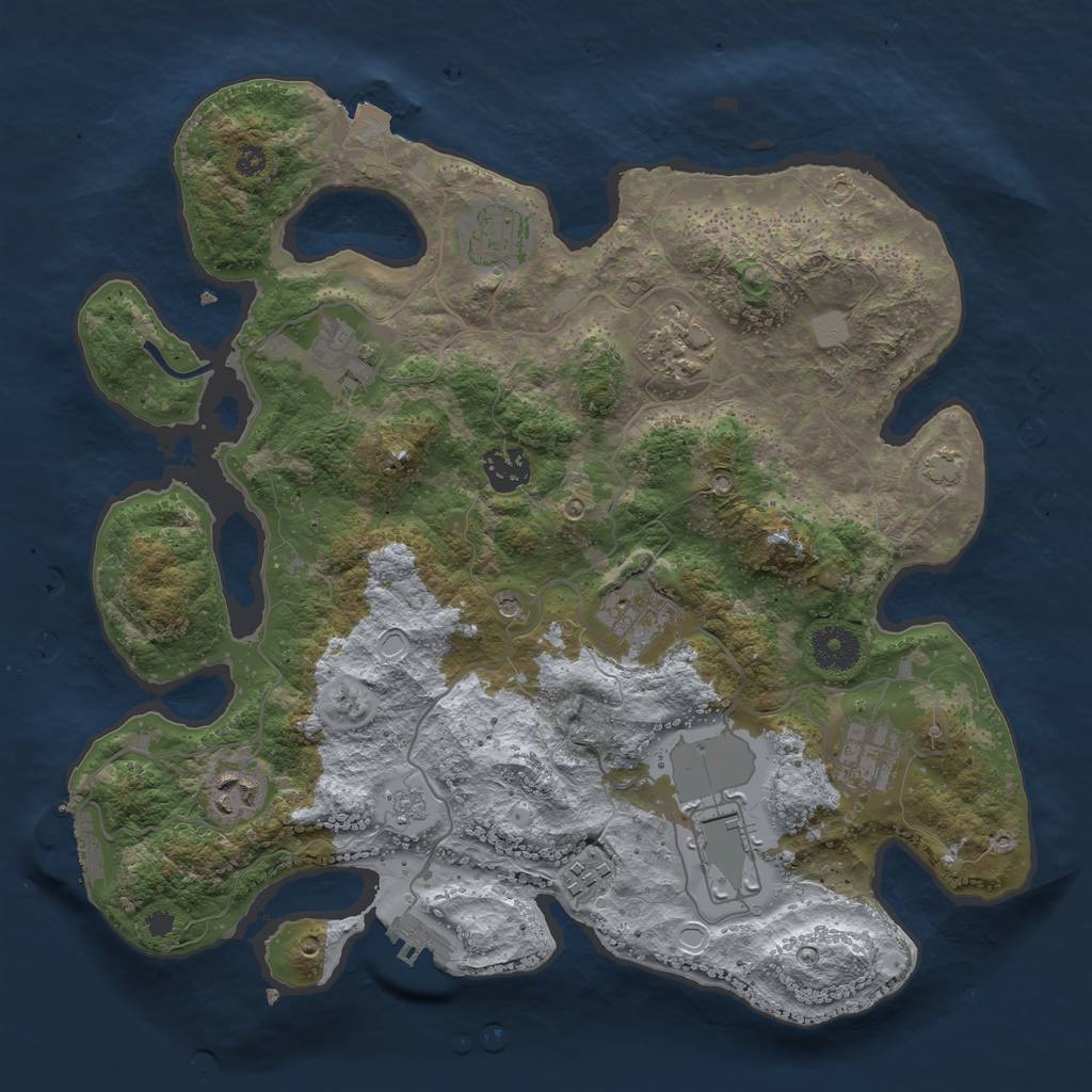 Rust Map: Procedural Map, Size: 3500, Seed: 1578367415, 17 Monuments