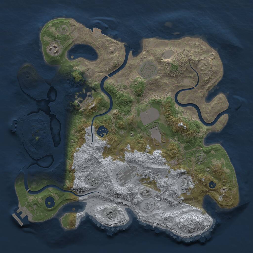 Rust Map: Procedural Map, Size: 3500, Seed: 1578367415, 14 Monuments