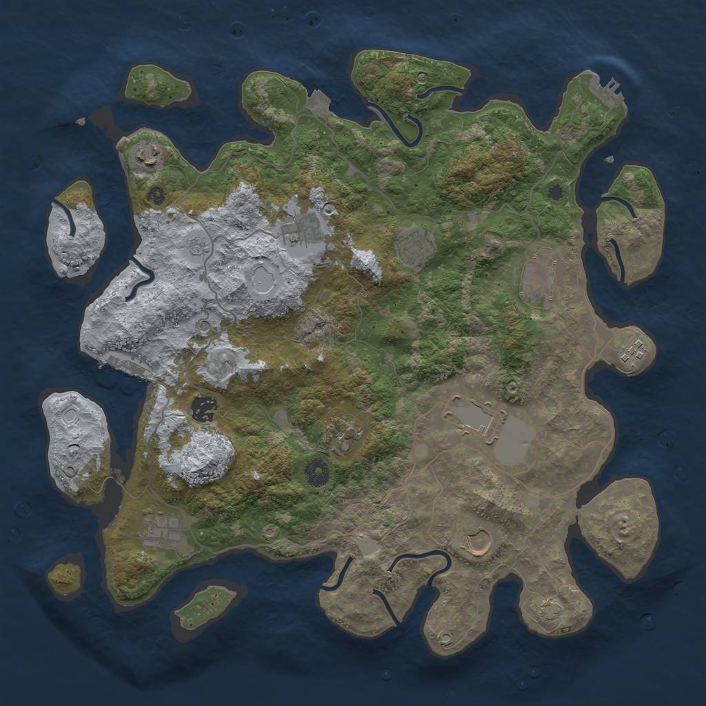 Rust Map: Procedural Map, Size: 4000, Seed: 1532866990, 18 Monuments