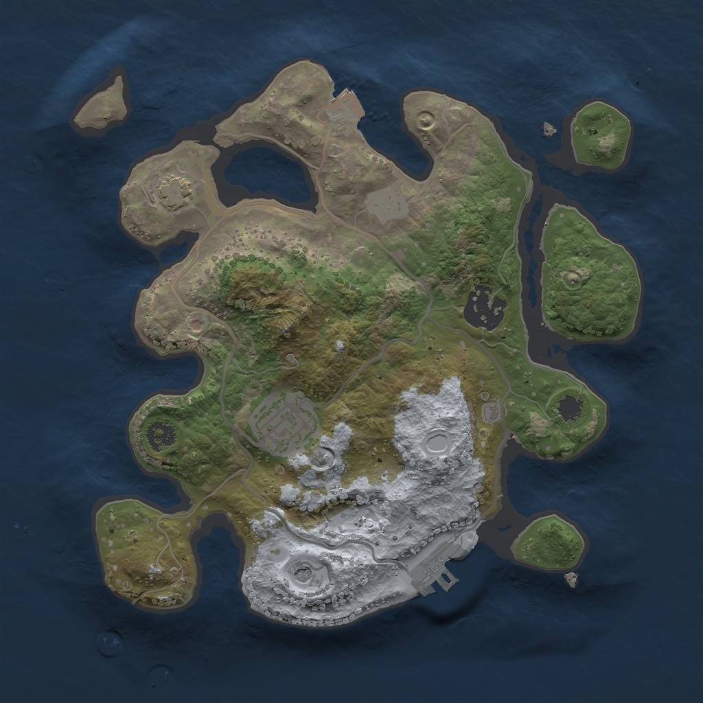 Rust Map: Procedural Map, Size: 2500, Seed: 244586576, 8 Monuments