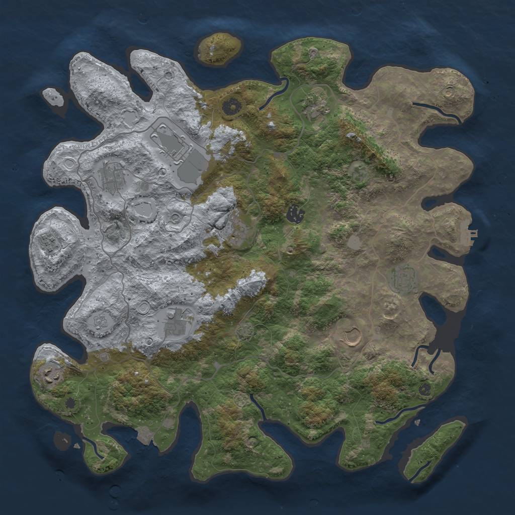 Rust Map: Procedural Map, Size: 4200, Seed: 596822187, 17 Monuments