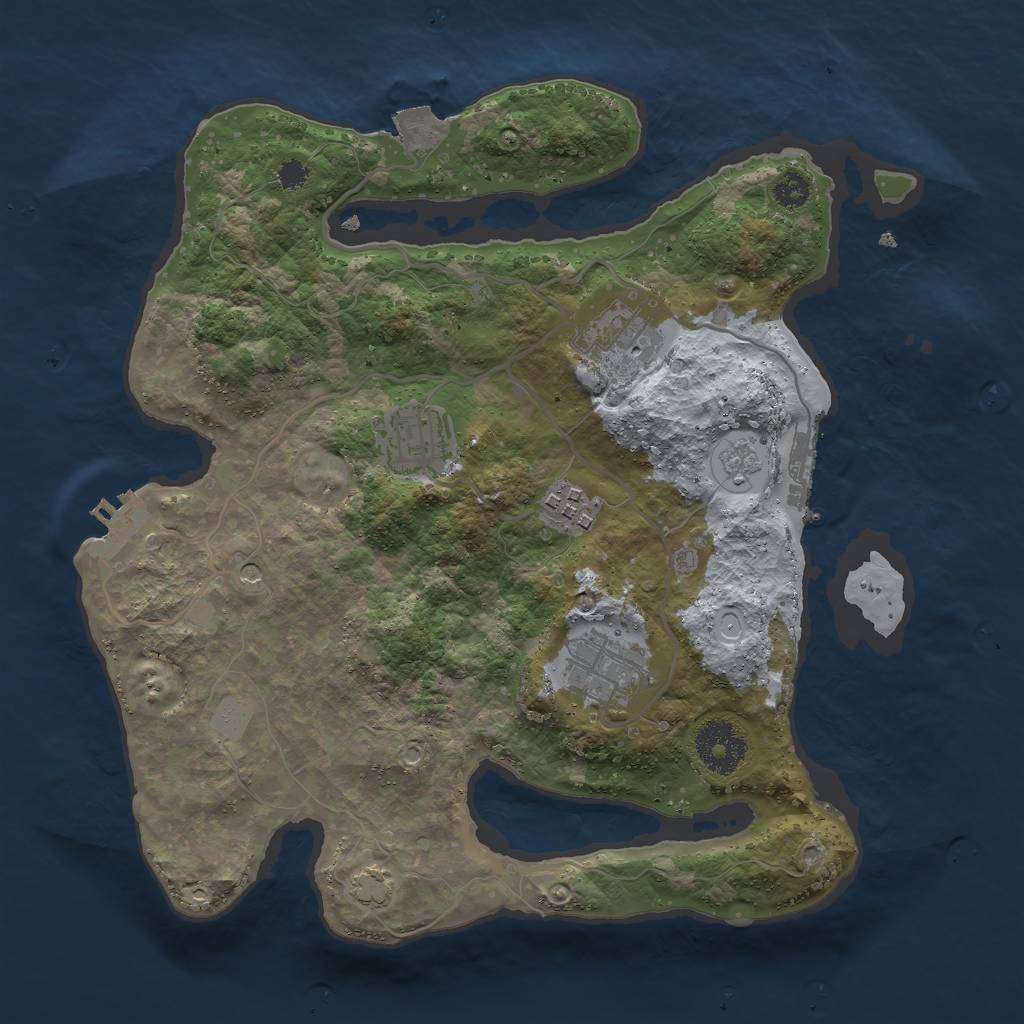 Rust Map: Procedural Map, Size: 3000, Seed: 18587, 12 Monuments