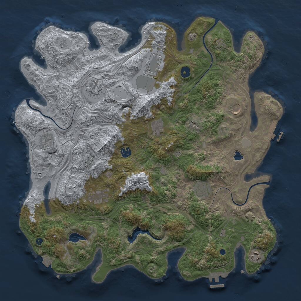 Rust Map: Procedural Map, Size: 4250, Seed: 999380428, 16 Monuments