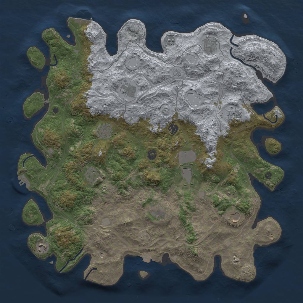 Rust Map: Procedural Map, Size: 4500, Seed: 807920620, 19 Monuments