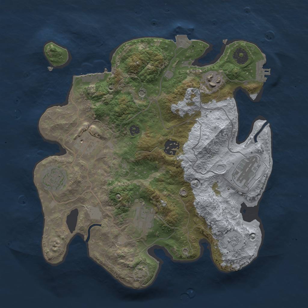 Rust Map: Procedural Map, Size: 3000, Seed: 1222355045, 14 Monuments