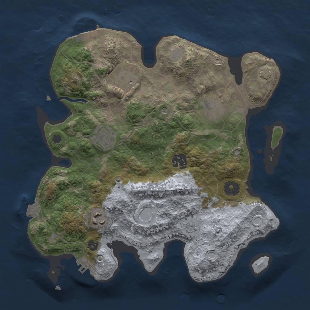 Rust Map: Procedural Map, Size: 3000, Seed: 1406646790, 13 Monuments