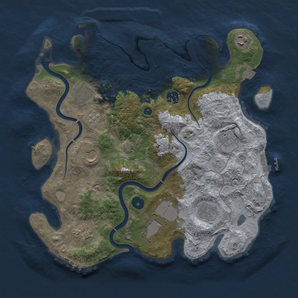 Rust Map: Procedural Map, Size: 3600, Seed: 569200230, 15 Monuments