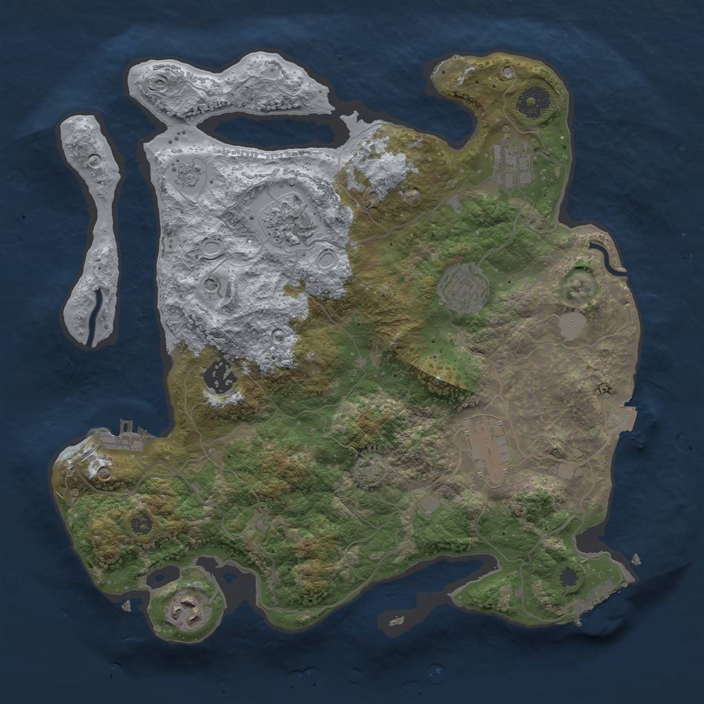 Rust Map: Procedural Map, Size: 3300, Seed: 1827272878, 14 Monuments