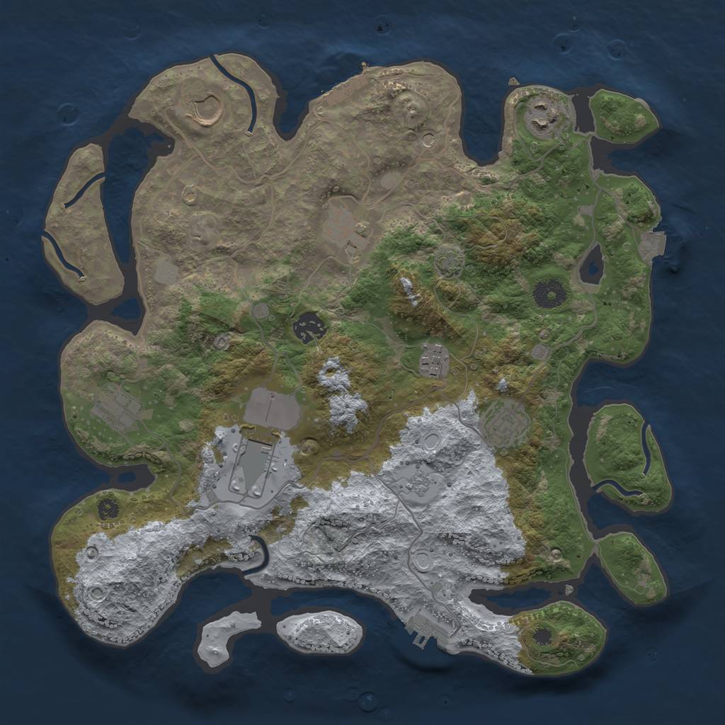 Rust Map: Procedural Map, Size: 3500, Seed: 1795986896, 16 Monuments