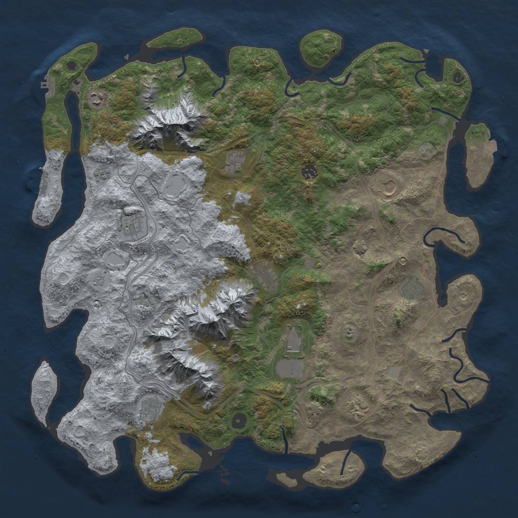 Rust Map: Procedural Map, Size: 5000, Seed: 275660387, 19 Monuments