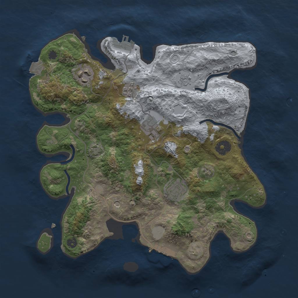 Rust Map: Procedural Map, Size: 3000, Seed: 1827599746, 12 Monuments