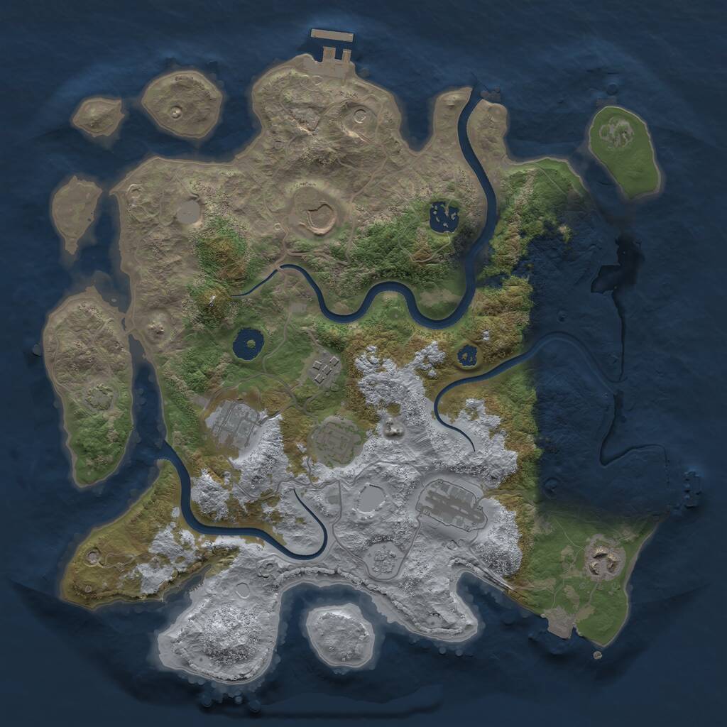 Rust Map: Procedural Map, Size: 3500, Seed: 1391961036, 13 Monuments