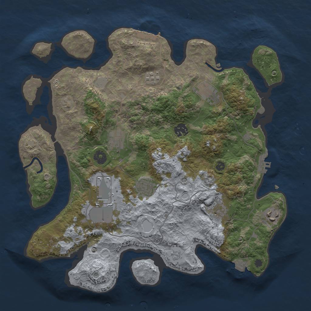 Rust Map: Procedural Map, Size: 3500, Seed: 1391961036, 16 Monuments