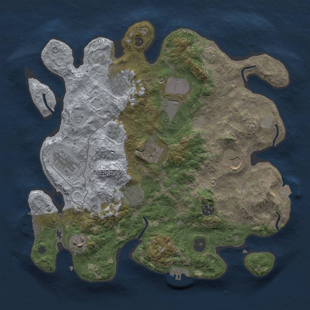 Rust Map: Procedural Map, Size: 3500, Seed: 1224119646, 17 Monuments