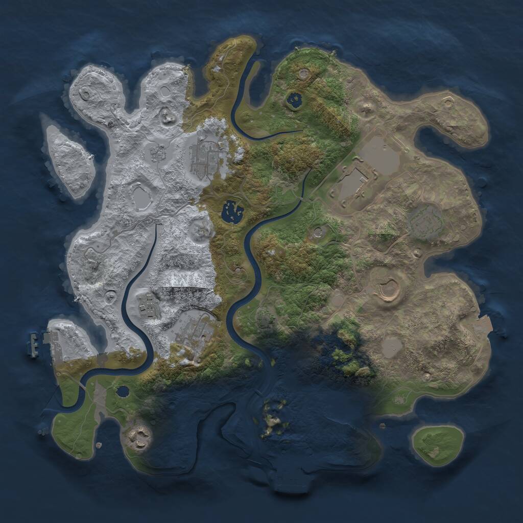 Rust Map: Procedural Map, Size: 3500, Seed: 1224119646, 14 Monuments