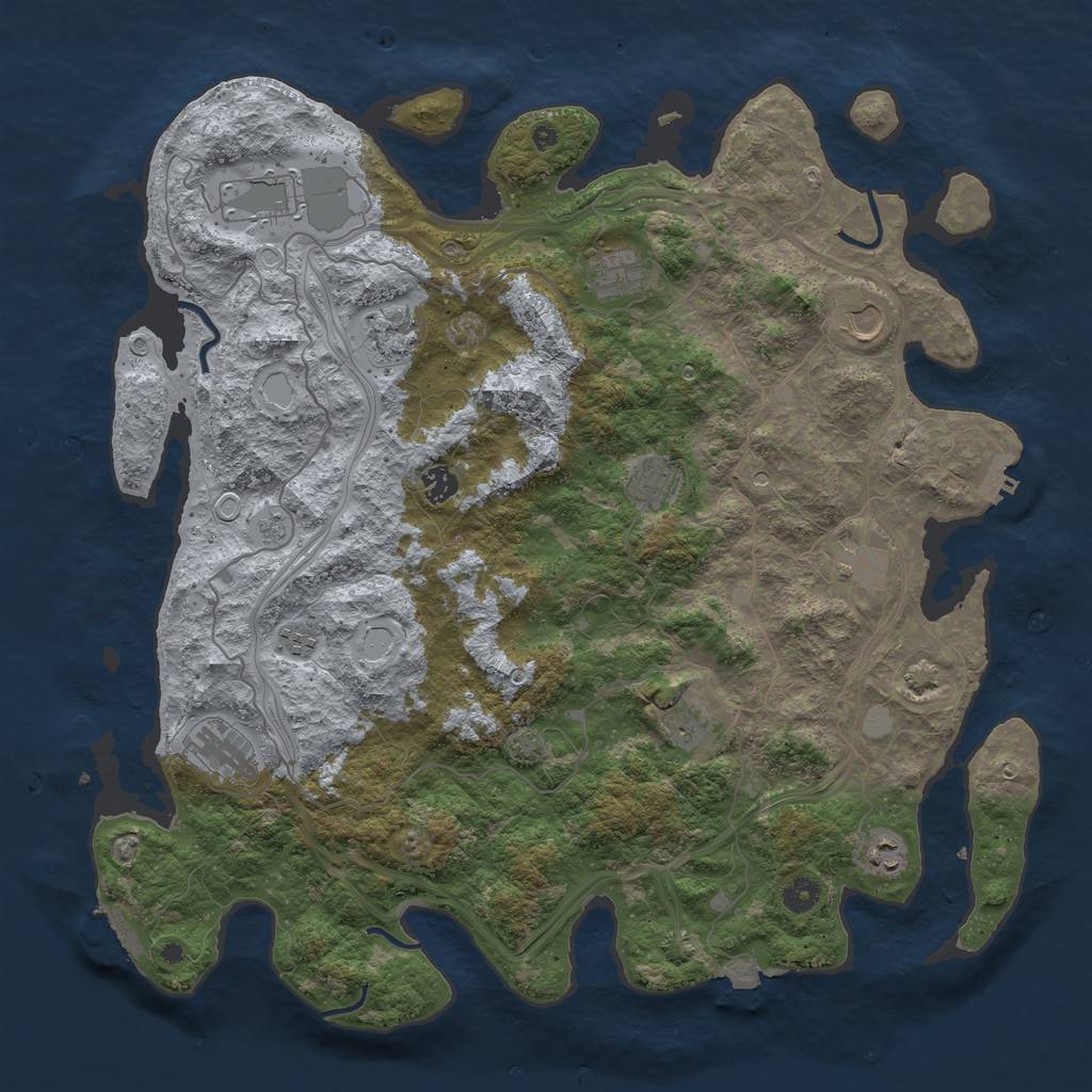 Rust Map: Procedural Map, Size: 4500, Seed: 606791531, 19 Monuments