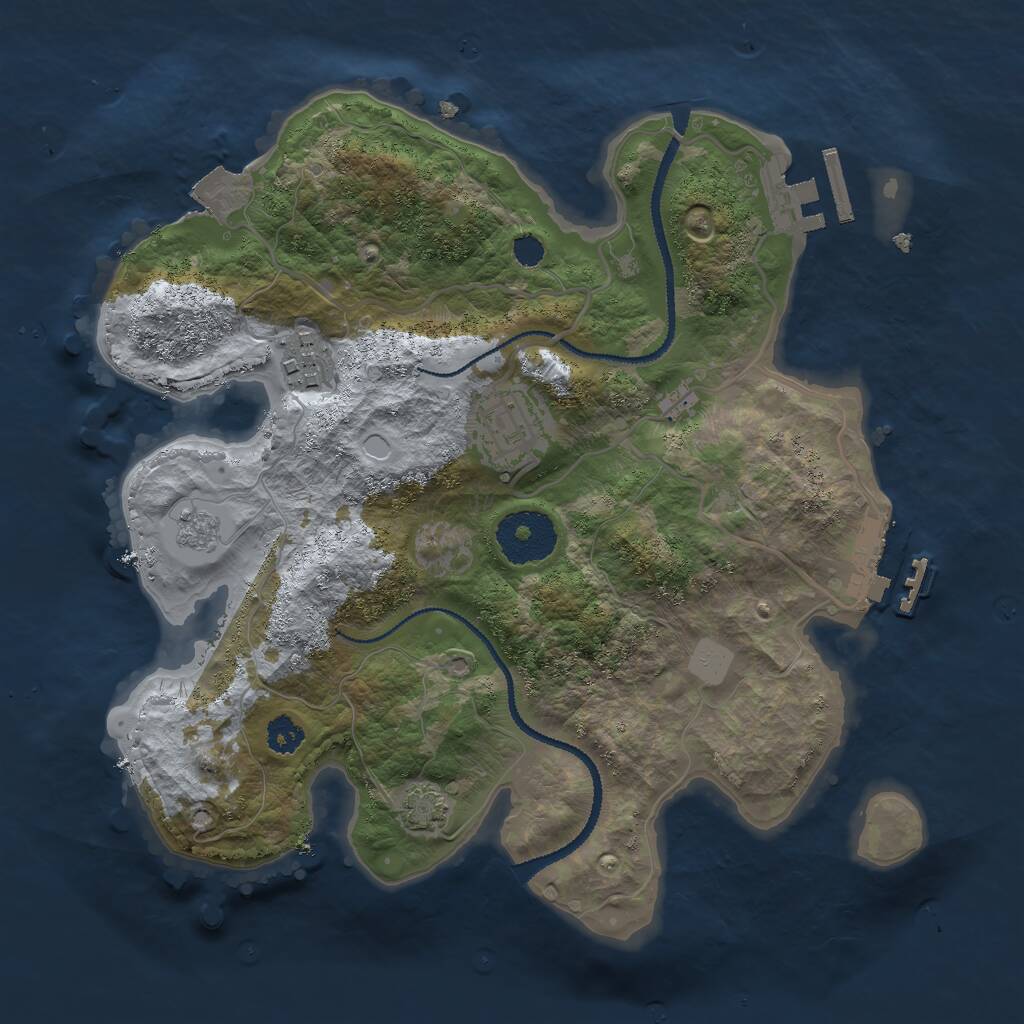 Rust Map: Procedural Map, Size: 2750, Seed: 1329344951, 7 Monuments