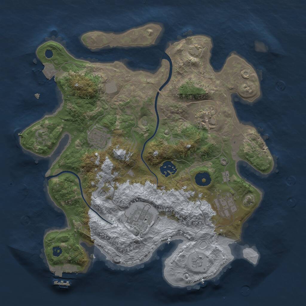 Rust Map: Procedural Map, Size: 3000, Seed: 3681492, 10 Monuments