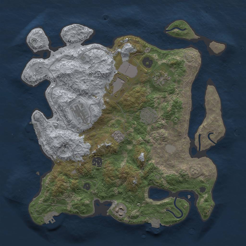 Rust Map: Procedural Map, Size: 3500, Seed: 431065079, 15 Monuments