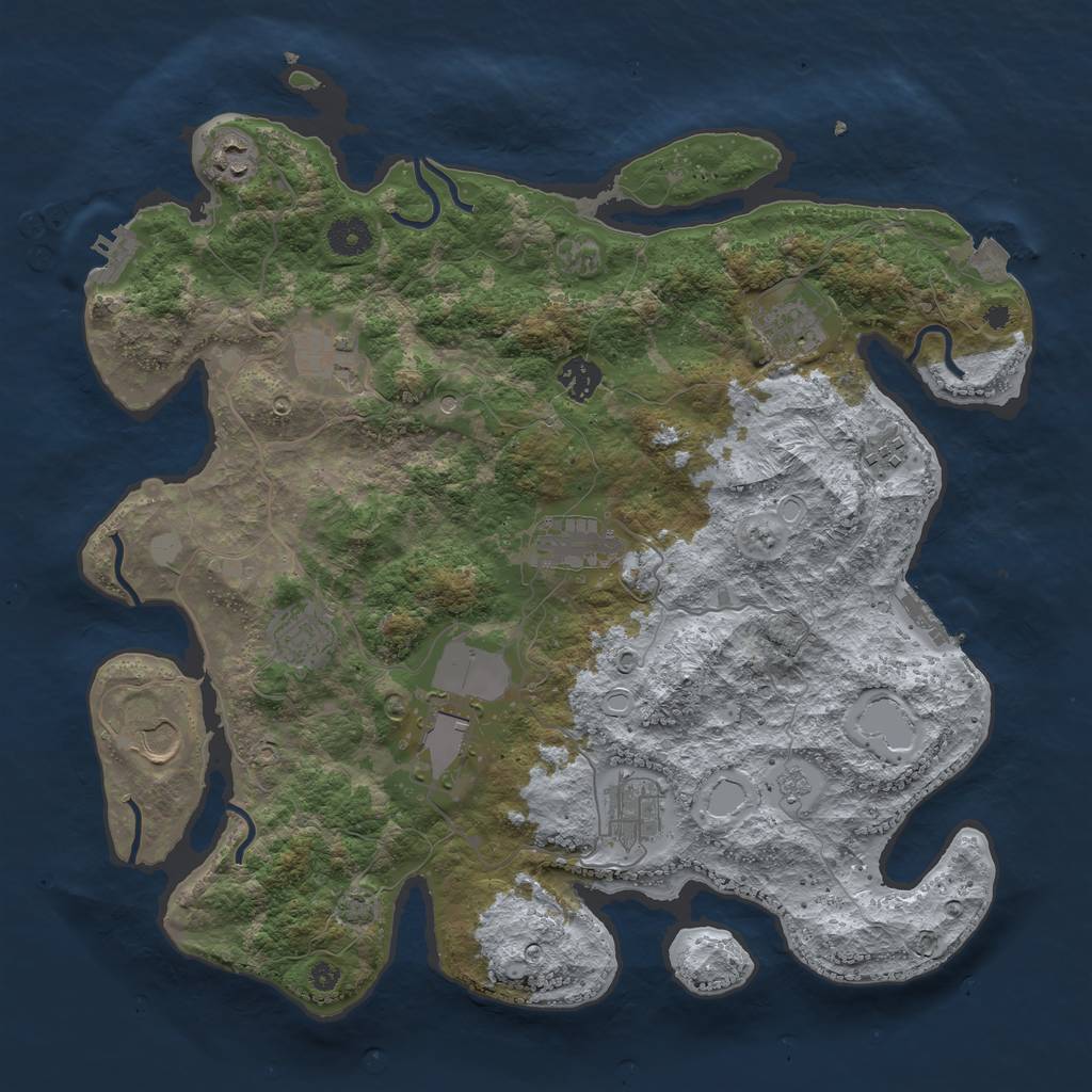 Rust Map: Procedural Map, Size: 3900, Seed: 24483165, 18 Monuments