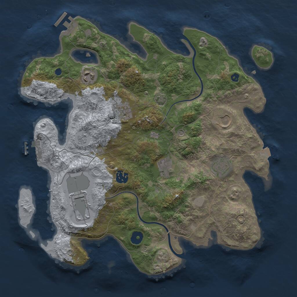 Rust Map: Procedural Map, Size: 3500, Seed: 876302038, 13 Monuments
